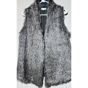 Joseph A Faux Womens LARGE Fur Vest Grey